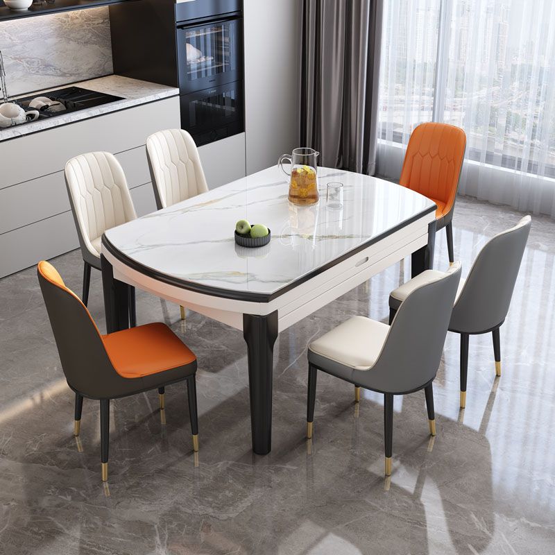 Sintered Stone Top Table 4 Legs Drop-Leaf Dining Table for Kitchen Clearhalo 'Dining Tables & Seating' 'Dining Tables' 'dining_table' 'furn' 'furn_dining_table' 'Furniture' 'Kitchen & Dining Furniture' 1200x1200_67d5ef34-6003-4ffa-bd41-15cee39263ae