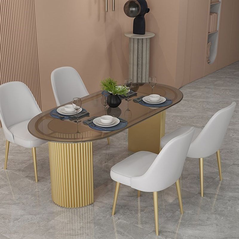 Traditional Luxury Dining Table Oval Double Pedestal Table for Home Clearhalo 'Dining Tables & Seating' 'Dining Tables' 'dining_table' 'furn' 'furn_dining_table' 'Furniture' 'Kitchen & Dining Furniture' 1200x1200_67d7b446-61a9-423f-bc73-4ff69808e1a6