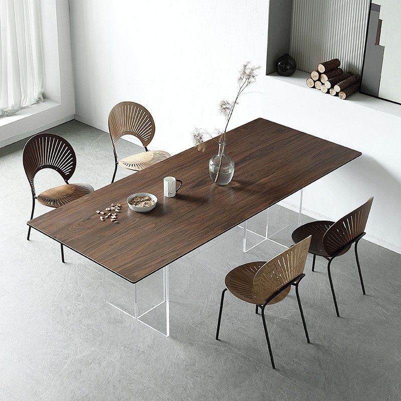 Rectangle Dining Table Acrylic Base Table for Kitchen Dining Room Clearhalo 'Dining Tables & Seating' 'Dining Tables' 'dining_table' 'furn' 'furn_dining_table' 'Furniture' 'Kitchen & Dining Furniture' 1200x1200_67d8fccc-400a-423e-8be1-a238d9361d69
