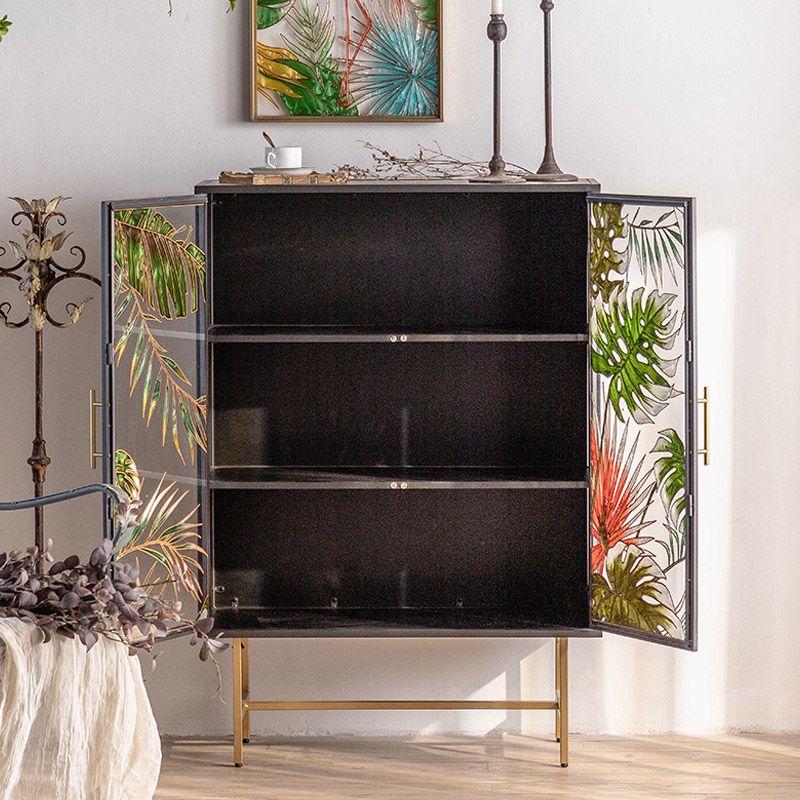 Glam Glass Door Sideboard Engineered Wood Side Board for Kitchen Use Clearhalo 'buffet_sideboard' 'Buffets & Sideboards' 'furn' 'furn_buffet_sideboard' 'Furniture' 'Kitchen & Dining Furniture' 1200x1200_67dab24c-455d-4fdf-9ec4-a536a40cb032