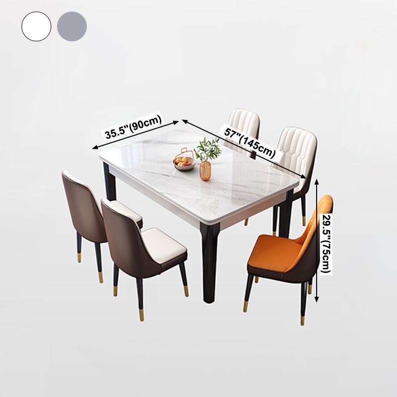 Mid-Century Sintered Stone Dining Table 4 Legs Base Rectangle Table for Home Clearhalo ' dining_table' 'Dining Tables & Seating' 'Dining Tables' 'furn' 'furn_dining_table' 'Furniture' 'furniture_dining_table' 'Kitchen & Dining Furniture' 'kitchen&dining_furn' 'kitchen' 'kitchen_dining_table' 1200x1200_67e15f69-552f-40ce-a731-2ad82ec7e373