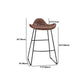 Indoor Footrest Leather Dining Stool Bucket Modern Counter Stool with Metal Base