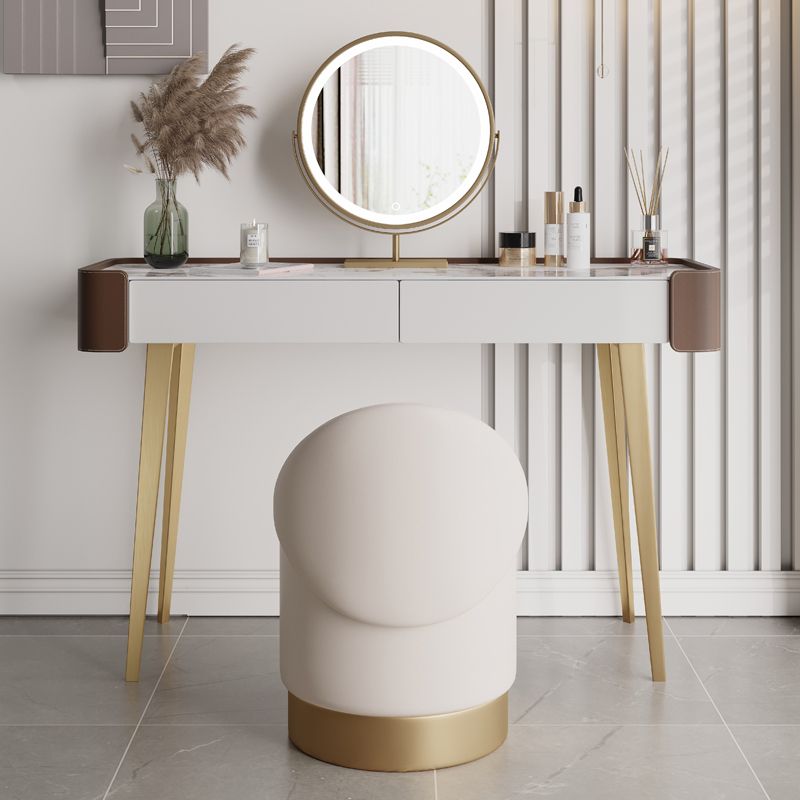 Tavolo da toeletta da toeletta da 2-cadder con trucco in pelle in pelle