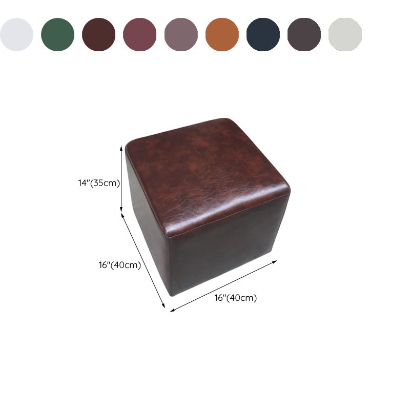 Mid-Century Modern Pouf Ottoman Genuine Leather Upholstered Solid Color Square Ottoman Clearhalo 'furn' 'furn_ottomans_poufs' 'Furniture' 'Living Room Furniture' 'Ottomans & Poufs' 'ottomans_poufs' 1200x1200_67e8cbca-b820-49b0-a5db-dedd6ba39ed4