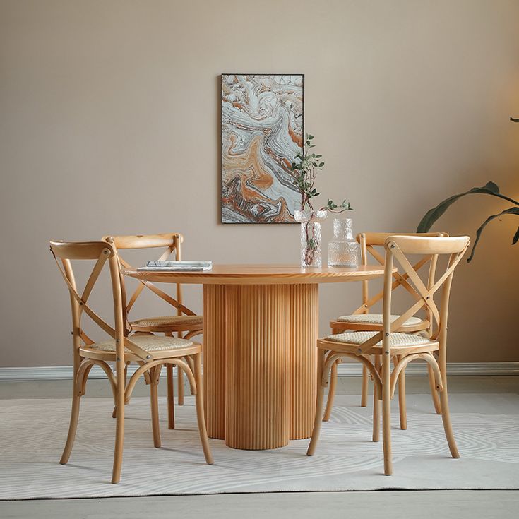 Modern Wood Table Set of 5/7 with Round Table Dining Set with Cross Back Chairs Clearhalo 'Dining Room Sets' 'Dining Tables & Seating' 'dining_room_set' 'furn' 'furn_dining_room_set' 'Furniture' 'furniture_dining_room_set' 'Kitchen & Dining Furniture' 'kitchen&dining_furn' 'kitchen' 1200x1200_67e9086c-9759-43b1-89b7-d9239fbc7d2f