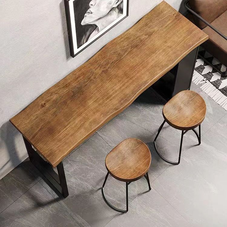 Industrial Style Bistro Bar Table Rectangle Wood Bar Table with Storage Clearhalo 'Bar Furniture' 'Bar Tables' 'bar_tables' 'furn' 'furn_bar_tables' 'Furniture' 'Kitchen & Dining Furniture' 1200x1200_67eaa969-9bda-4538-8746-e027ceae8c98