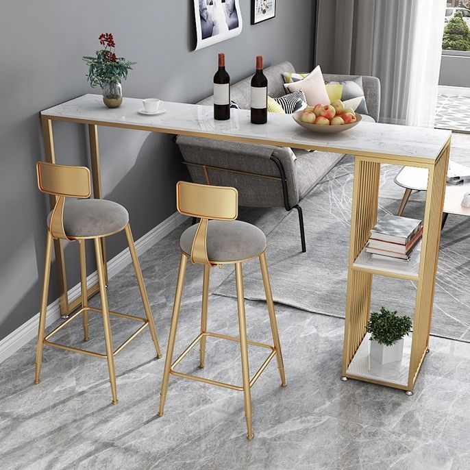 1/3 pièces Glam Glam Iron Bar Table Set Recangle RECTANGE BISTRO MARBRE TOP BISTRO AVEC AVEC AVEC SAGNIFICATION