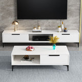16 - Inch H Wood / Stone TV Console , Minimalist TV Cabinet - Grey / White Clearhalo 'furn' 'furn_tv_stands_entertainment_centers' 'Furniture' 'Living Room Furniture' 'TV Stands & Entertainment Centers' 'TV Stands & Media Storage Furniture' 'tv_stands_entertainment_centers' 1200x1200_67ec3864-2968-424c-b52a-969075e78cf8