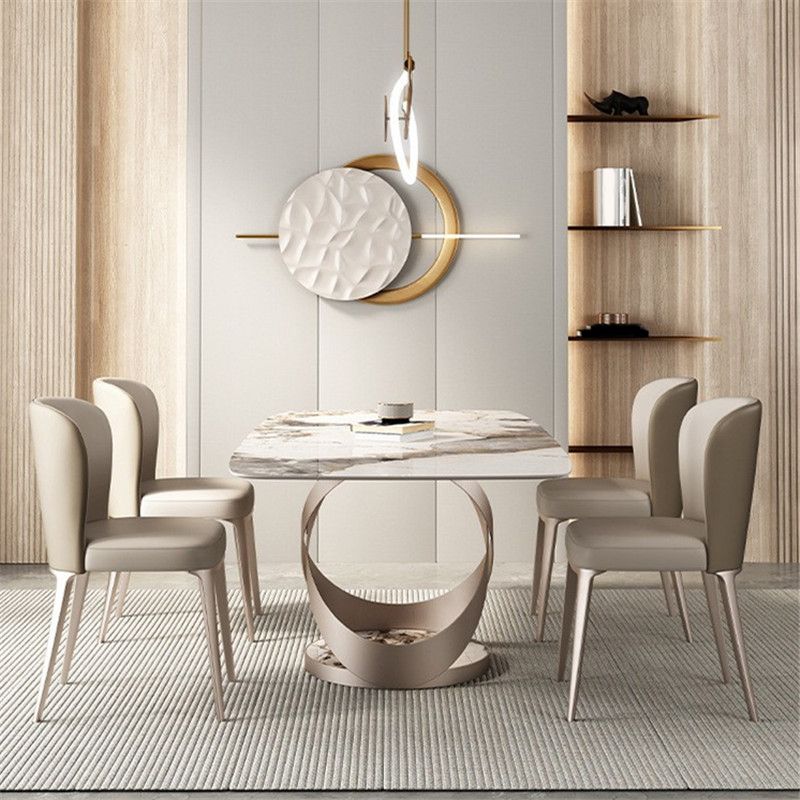 Set da pranzo lussuoso con piano in pietra sinterizzata Set tavolo da pranzo rettangolare 1/4/5/7 pezzi