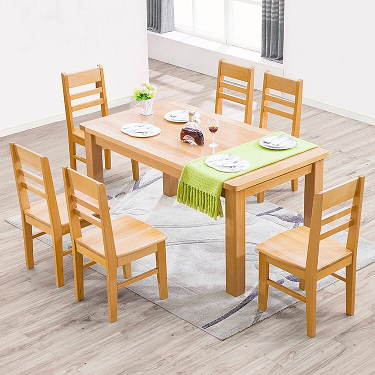 Modern Style Rectangle Dining Table Brown Solid Wood Dining Table with 4 Legs for Home Clearhalo ' dining_table' 'Dining Tables & Seating' 'Dining Tables' 'furn' 'furn_dining_table' 'Furniture' 'furniture_dining_table' 'Kitchen & Dining Furniture' 'kitchen&dining_furn' 'kitchen' 'kitchen_dining_table' 1200x1200_67edf546-1f7a-4f0d-8768-7337b037a140