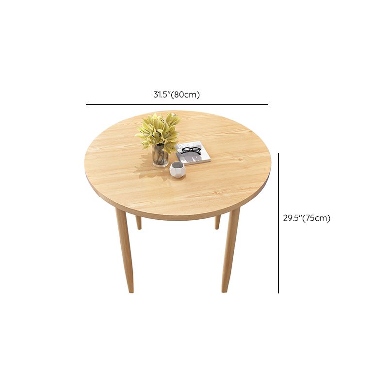 Modern Round Dinner Table Natural Oak Wooden Tabletop for 2 Persons