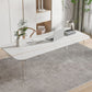 Contemporary Rectangle Dining Table Sintered Stone Dining Table with Clear Acrylic Double Pedestal Clearhalo ' dining_table' 'Dining Tables & Seating' 'Dining Tables' 'furn' 'furn_dining_table' 'Furniture' 'furniture_dining_table' 'Kitchen & Dining Furniture' 'kitchen&dining_furn' 'kitchen' 'kitchen_dining_table' 1200x1200_67ef3ea1-251f-4337-8dad-f79e1551a6e4
