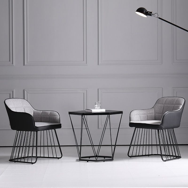 Industriële metalen basis eetkamerstoel gestoffeerde eetkamerstoel