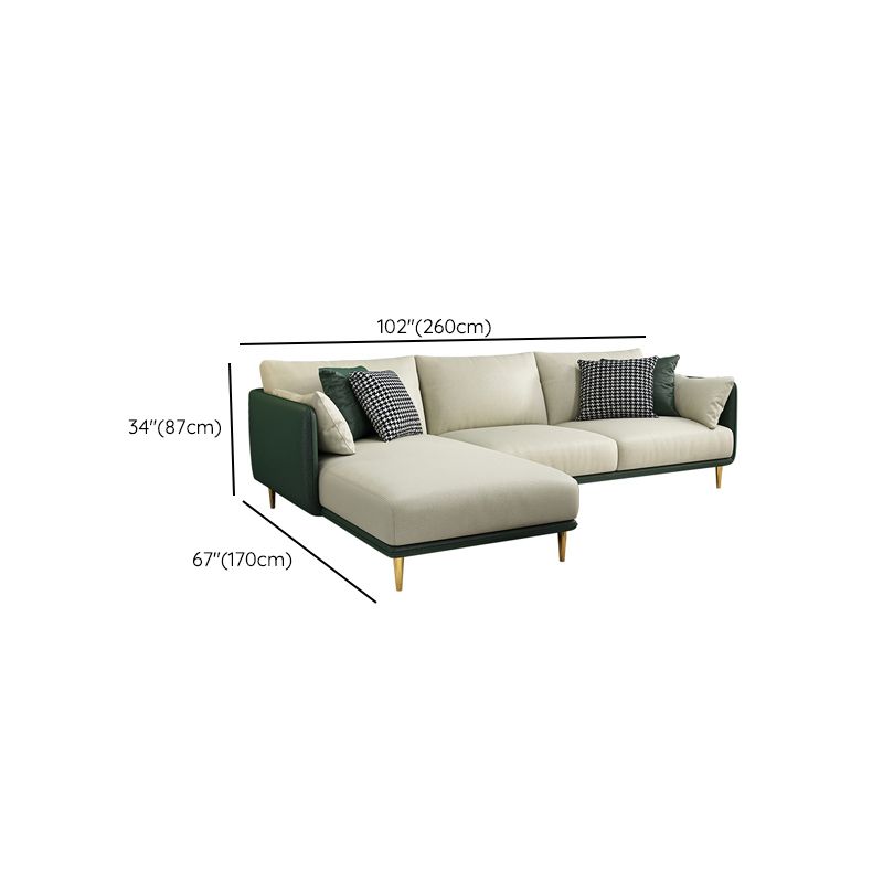 Glam Style 34.25 " H Faux Leather Square Arm Sofa & Chaise for Living Room