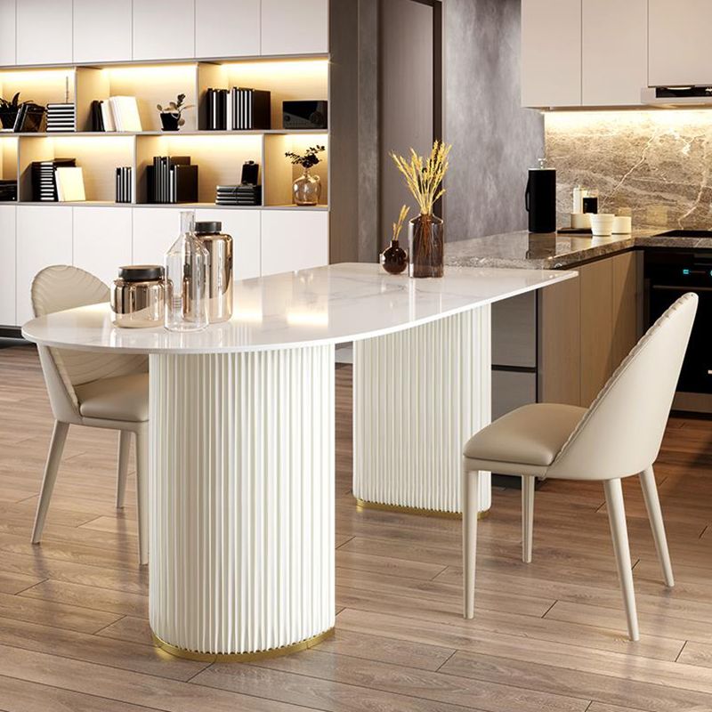 Glam Free Form Sintered Stone Dining Table White Standard Dining Table for Kitchen Clearhalo ' dining_table' 'Dining Tables & Seating' 'Dining Tables' 'furn' 'furn_dining_table' 'Furniture' 'furniture_dining_table' 'Kitchen & Dining Furniture' 'kitchen&dining_furn' 'kitchen' 'kitchen_dining_table' 1200x1200_67f42644-4ab1-4528-a518-925e4f758005