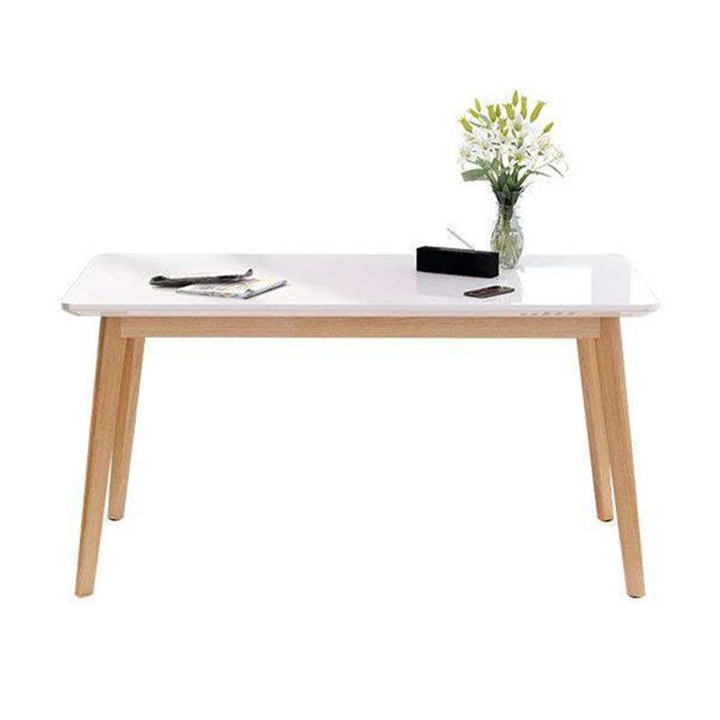 Glass Top Dining Table Modern Dining Table with 4 Solid Wood Legs Clearhalo 'Dining Tables & Seating' 'Dining Tables' 'dining_table' 'Furniture' 'furniture_dining_table' 'Kitchen & Dining Furniture' 'kitchen' 'kitchen_dining_table' 1200x1200_67f59e2b-ded5-4784-ad8a-50398153fe89