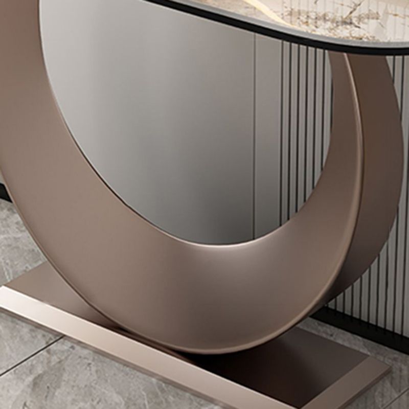 Contemporary Console Table Stone Half Moon End Table , 33.46" Tall