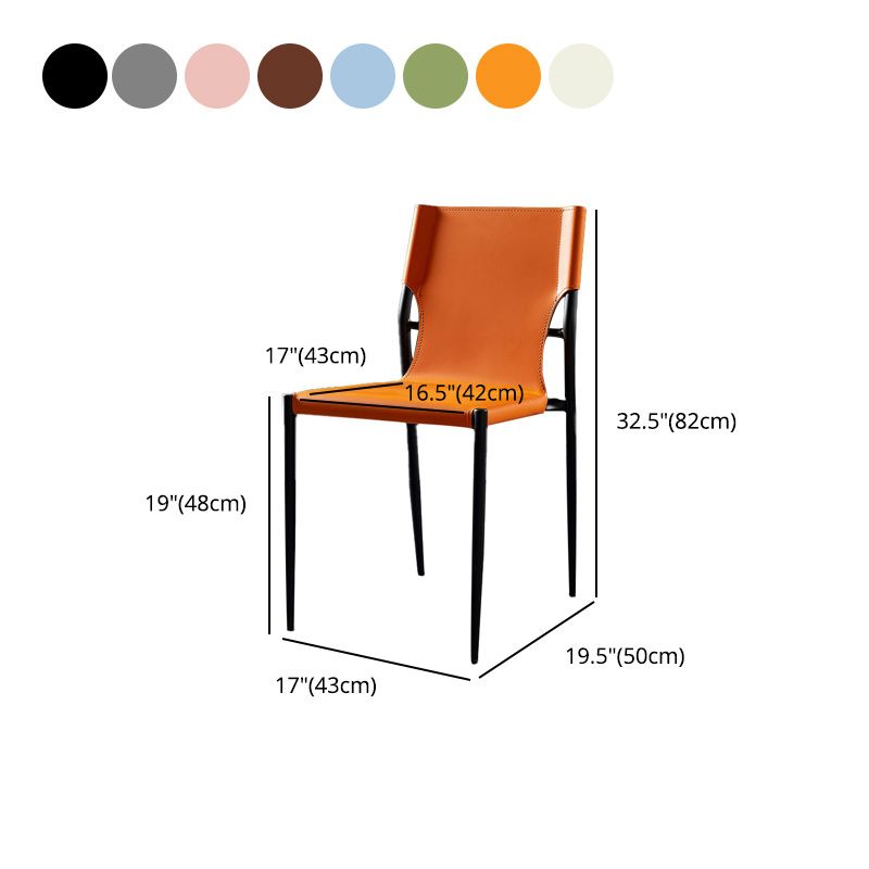 Minimalistisch ontwerp Leather Dining Side stoel ARM -Less vaste achterstoelen
