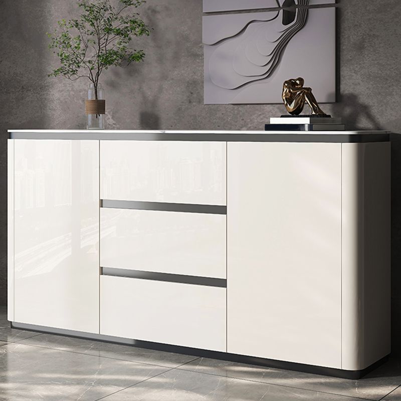Buffet de style moderne buffet en bois d'ingénierie blanc avec 3 titres et 2 portes