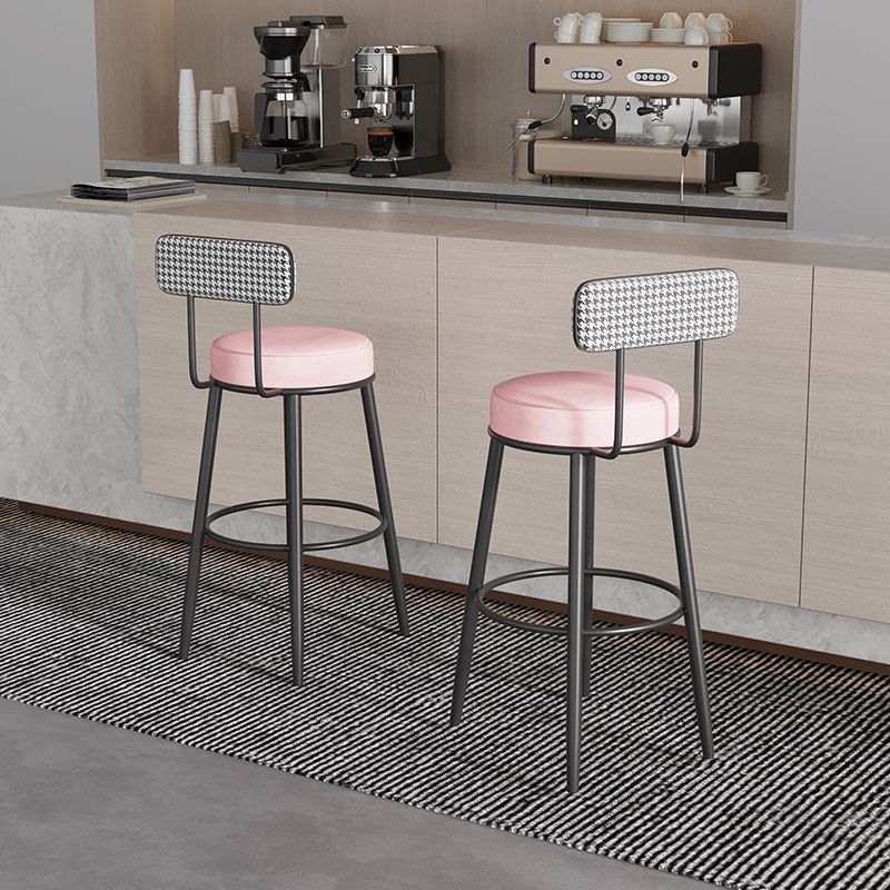 Black Metal Nordic Barstool Low Back Indoor Tall Stool with Upholstered Seat Clearhalo 'Bar Furniture' 'Bar Stools' 'bar_stools' 'furn' 'furn_bar_stools' 'furniture_bar_stools' 'Kitchen & Dining Furniture' 'kitchen&dining_furn' 'kitchen' 'kitchen_furn' Furniture' 1200x1200_67fa1c86-8494-4fce-a22c-08a0efb09b1d