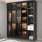 Black Glass Wardrobe Armoire Modern Style Wardrobe for Bedroom