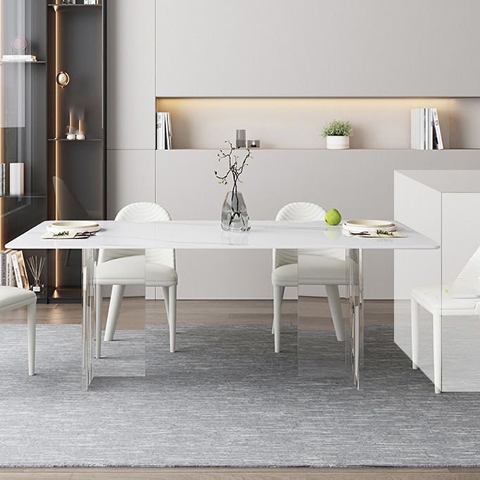 Medieval Modern Stone Dining Table Double Pedestal Rectangle Table for Dining Room Clearhalo 'Dining Tables & Seating' 'Dining Tables' 'dining_table' 'furn' 'furn_dining_table' 'Furniture' 'Kitchen & Dining Furniture' 1200x1200_67fc1d7c-f0cf-447c-beb4-96c5acf3b4d1