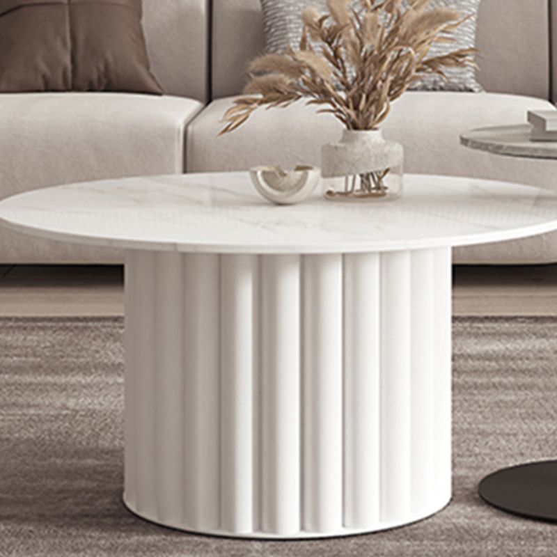Slate Top Coffee Cocktail Table Modern Round Pedestal Coffee or End Table