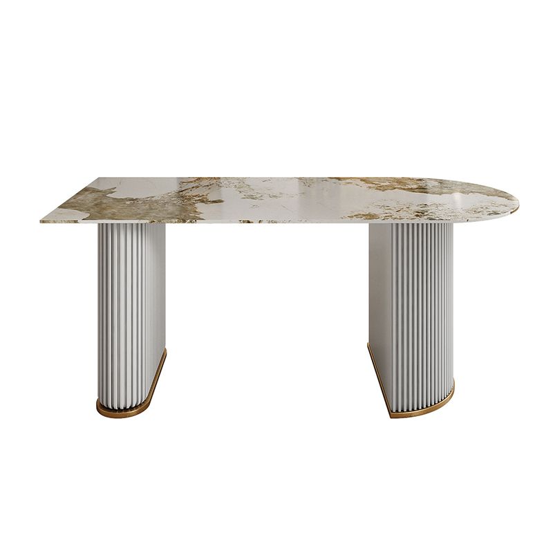 Sintered Stone Dining Table Traditional Luxury Dining Table with Double Pedestal Base Clearhalo ' dining_table' 'Dining Tables & Seating' 'Dining Tables' 'furn' 'furn_dining_table' 'Furniture' 'furniture_dining_table' 'Kitchen & Dining Furniture' 'kitchen&dining_furn' 'kitchen' 'kitchen_dining_table' 1200x1200_67fea721-4357-455f-a8e0-0bfcdaaf1a85