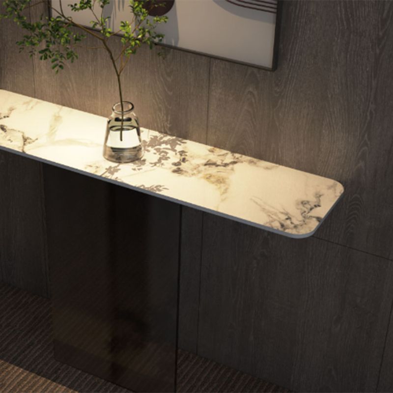 Tavolo della console contemporanea a forma di rettangolo oro/console in pietra nera