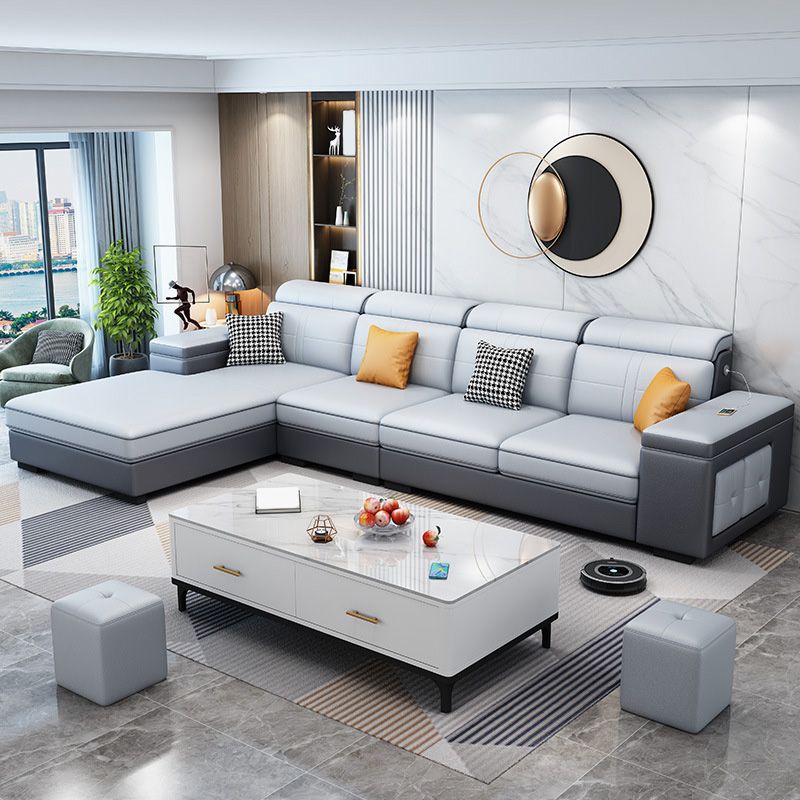 4-seat Mid Century Modern Sofa & Chaise Sewn Pillow Back Sofa Clearhalo 'furn' 'furn_sectionals' 'Furniture' 'Living Room Furniture' 'Sectionals' 1200x1200_6800c1c0-9d29-4747-a0bd-3e6177680d22