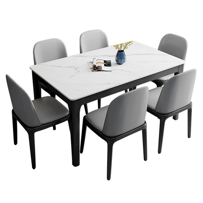 Mesa de comedor con base de madera maciza, mesa de comedor moderna rectangular para comedor