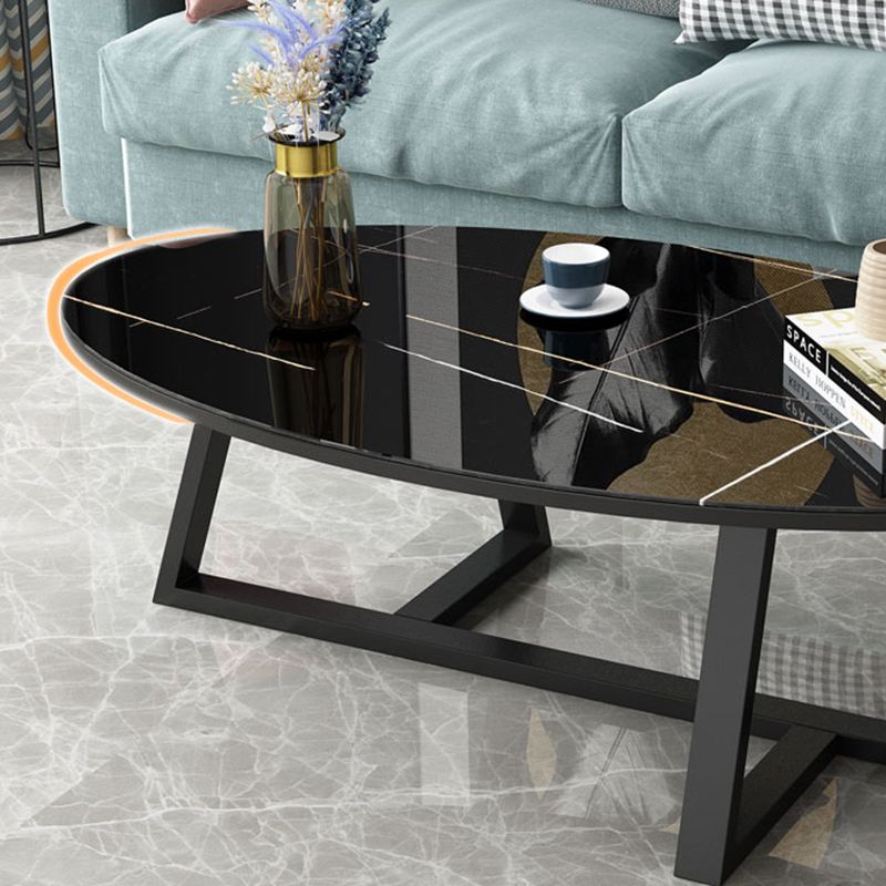 Glam Single Oval Coffee Table Cross Legs Coffee Cocktail Table Clearhalo 'Coffee & Accent Tables' 'Coffee Tables' 'coffee_tables' 'furn' 'furn_coffee_tables' 'Furniture' 'Living Room Furniture' 1200x1200_68018796-a515-434c-b3a9-99dd643bf41a