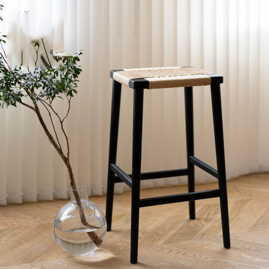 Backless Dining Stools Rectangle Armless Bar Stools with Wood Base