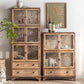 Traditional Oil Oak Curio Cabinet Glass Doors Hutch Buffet with Doors Clearhalo 'Display & China Cabinets' 'display_china_cabinets' 'furn' 'furn_display_china_cabinets' 'Furniture' 'Kitchen & Dining Furniture' 1200x1200_6802d61f-b18c-460a-bc83-bd7b421c9b07