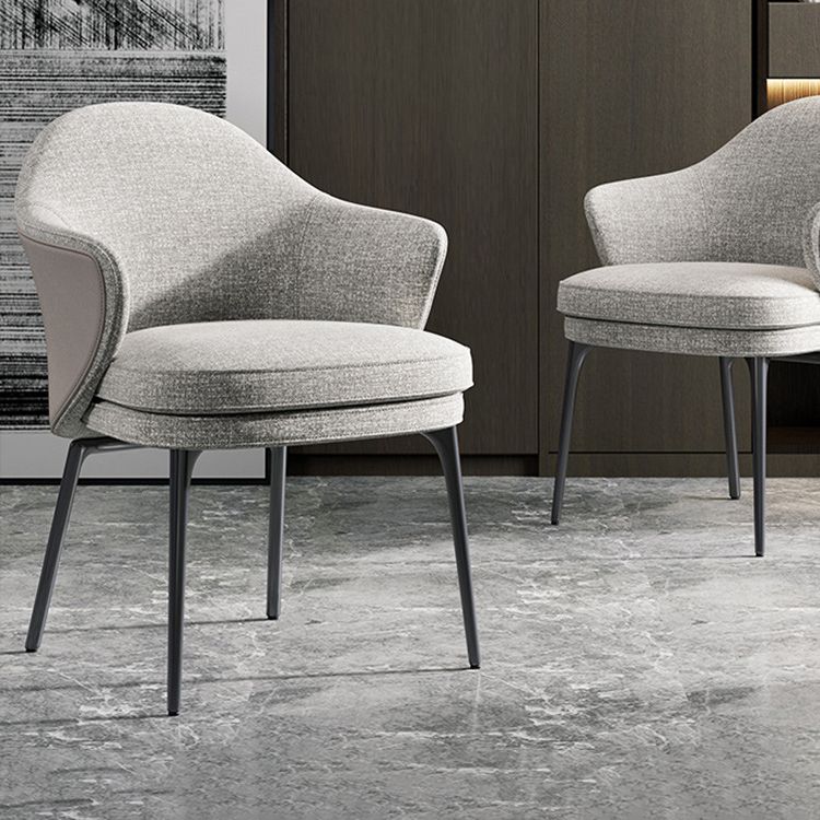 Contemporary Style Home Dining Arm Chair Metal Dining Chair with Black Legs Clearhalo ' kitchen&dining_furn' 'Dining Chairs' 'Dining Tables & Seating' 'dining_chair' 'Furniture' 'furniture_dining_chair' 'Kitchen & Dining Furniture' 'kitchen' 1200x1200_68033570-24d2-437c-8b9f-ef9f3238884c