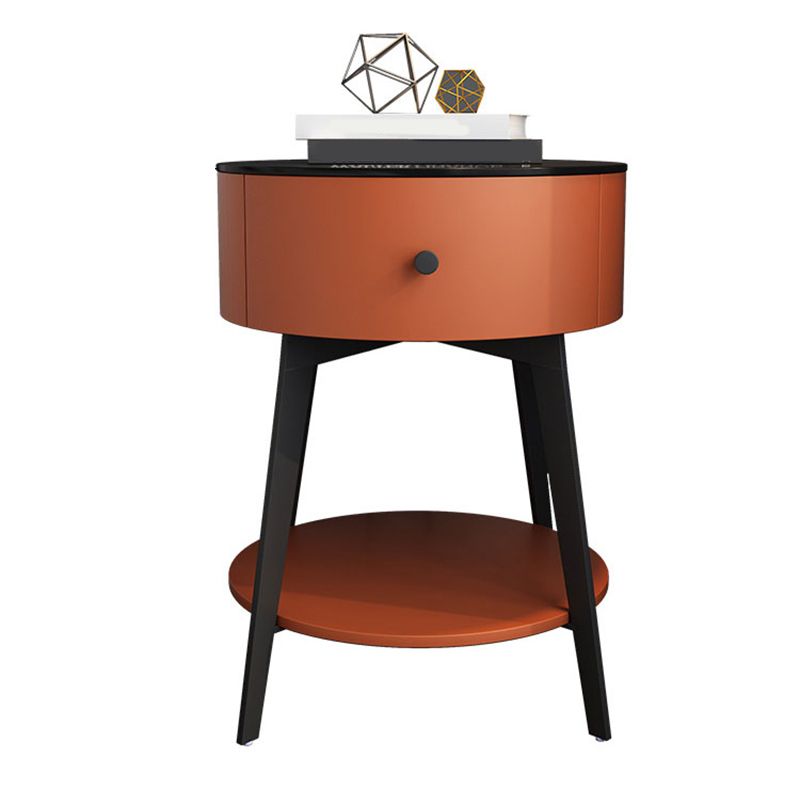 1-DRAWER/1-Shelf-Nachttischdurchmesser 17,72 "Steinrundnachttisch