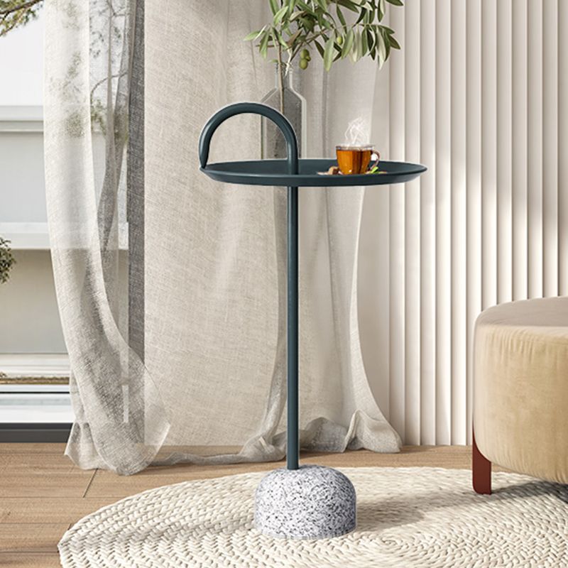 Mesa de esquina de pedestal de la mesa del lado de hierro de mediados de siglo para la sala de estar para la sala de estar