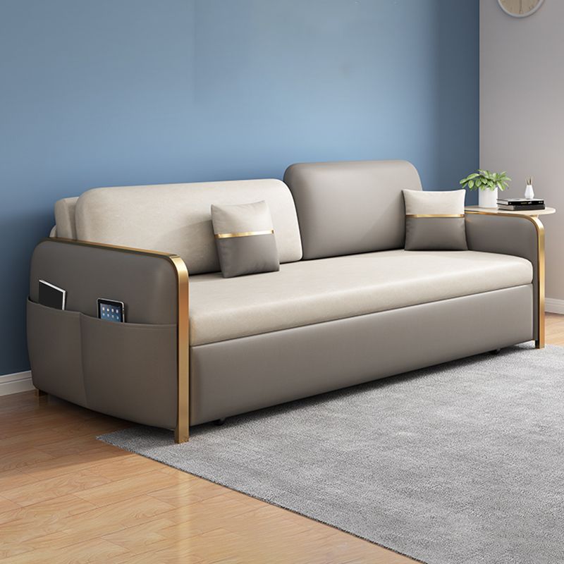 Moderno divano braccio quadrato da 33,4 "h in pelle finta per soggiorno