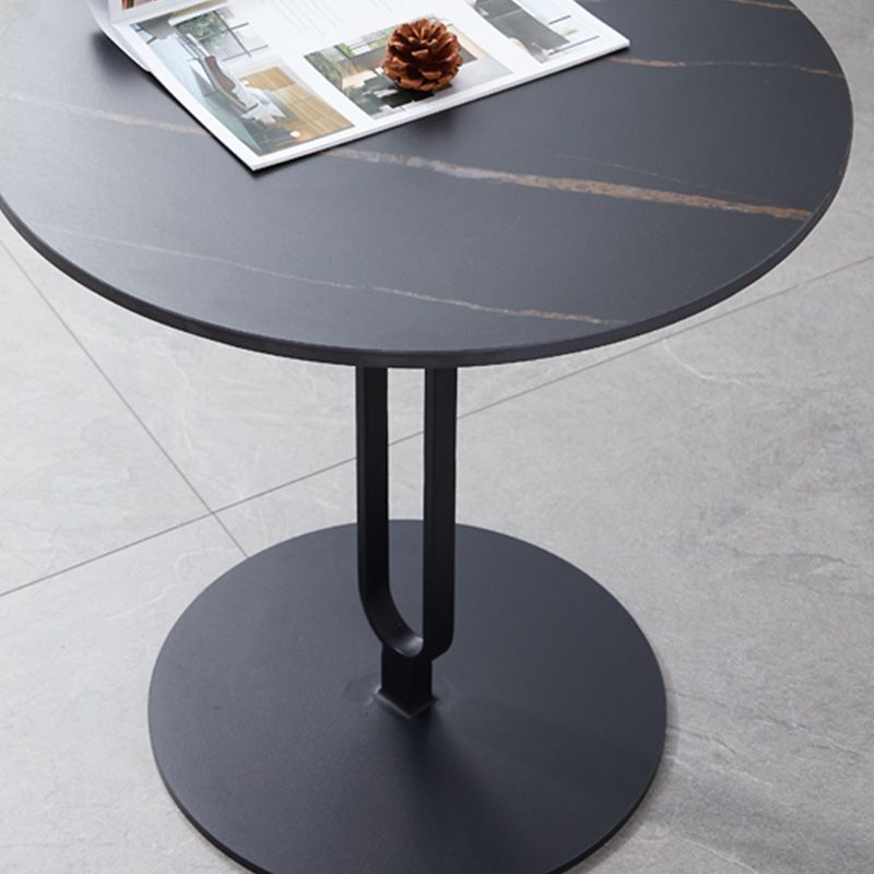 Stone Top Accent Side Table Rundes Sockel Wohnzimmer Metall Ecktisch