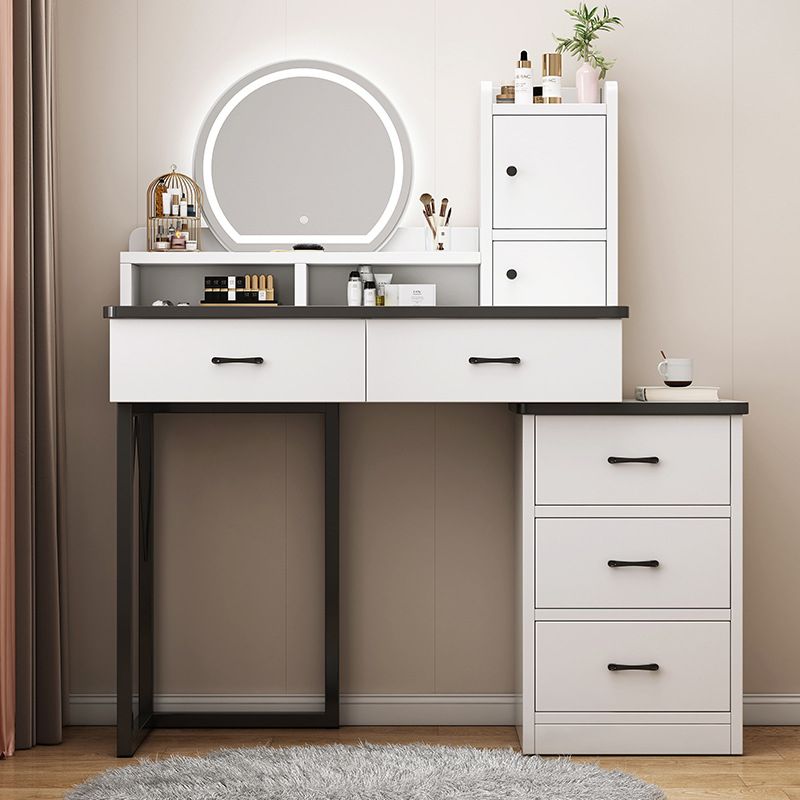 Contemporary Makeup Vanity Desk Table with 5 Drawers and Mirror