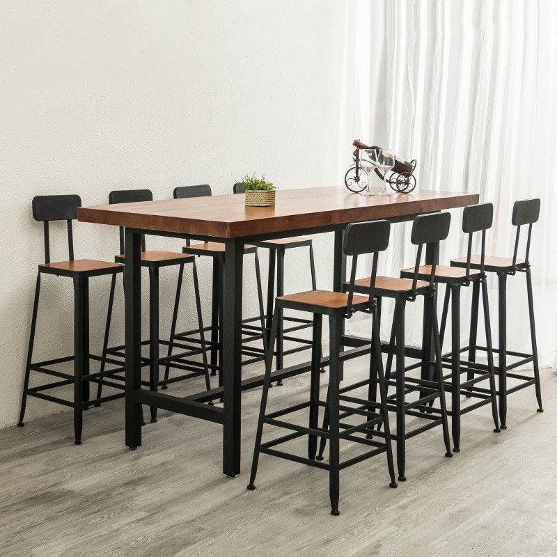 Industrial 1/2/9 Pieces Solid Wood Bar Table Set Rectangular Counter Set for Home Use Clearhalo 'Bar Furniture' 'furn' 'furn_home_bar_bar_sets' 'Furniture' 'Home Bars & Bar Sets' 'home_bar_bar_sets' 'Kitchen & Dining Furniture' 1200x1200_6809fdc6-5195-4ebd-b31e-bba40cca6ba0