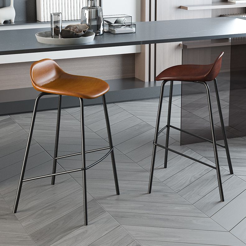 Contemporary Faux Leather Bucket Bar Stools with Black Metal Base Clearhalo 'Bar Furniture' 'Bar Stools' 'bar_stools' 'furn' 'furn_bar_stools' 'Furniture' 'Kitchen & Dining Furniture' 1200x1200_680a5de9-c87c-4573-9424-c69e7c7273e9