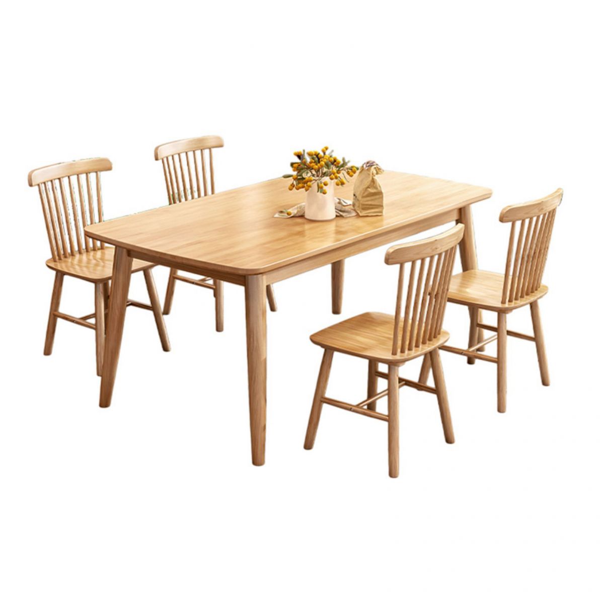 Modern Style Solid Wood Dining Set with 4 Legs Fixed Table Dinette Set for Dining Room Clearhalo 'Dining Room Sets' 'Dining Tables & Seating' 'dining_room_set' 'Furniture' 'furniture_dining_room_set' 'Kitchen & Dining Furniture' 'kitchen&dining_furn' 'kitchen' 1200x1200_680a7224-6252-4d35-a914-de75201970b7