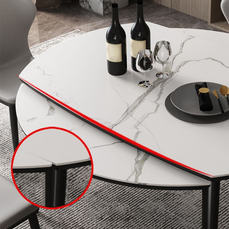 Simplicity Round Dining Table White Sintered Stone Table with 4 Ash Solid Wood Legs Clearhalo ' dining_table' 'Dining Tables & Seating' 'Dining Tables' 'furn' 'furn_dining_table' 'Furniture' 'furniture_dining_table' 'Kitchen & Dining Furniture' 'kitchen&dining_furn' 'kitchen' 'kitchen_dining_table' 1200x1200_680b923c-59a4-4442-b813-dd1b05f597e5