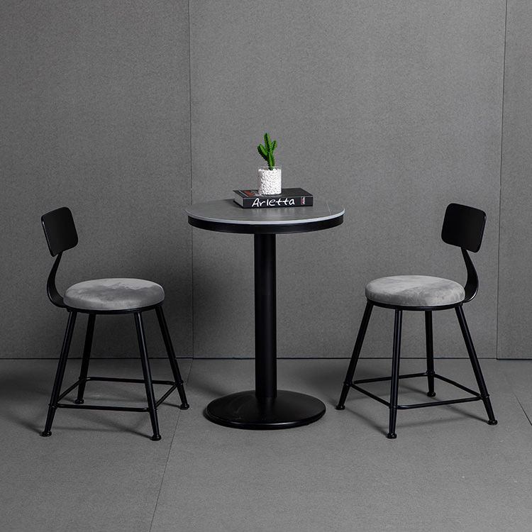 1/3 piezas de mesa de barra de hierro industrial Juego de bistro redondo con tapa de piedra gris