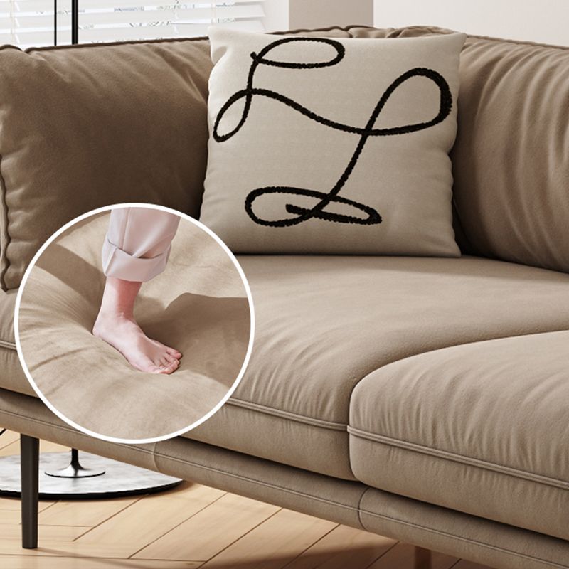 Contemporary Simple Cushions Sofa Tuxedo Arm Faux Leather Seating