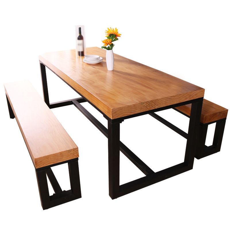 Industrial Style 1/2/3/4 Pieces Dinette Set Solid Wood Table and Bench Set Clearhalo 'Dining Room Sets' 'Dining Tables & Seating' 'dining_room_set' 'furn' 'furn_dining_room_set' 'Furniture' 'furniture_dining_room_set' 'Kitchen & Dining Furniture' 'kitchen&dining_furn' 'kitchen' 1200x1200_68108074-82ac-4ed3-a56b-42c6650cba8f