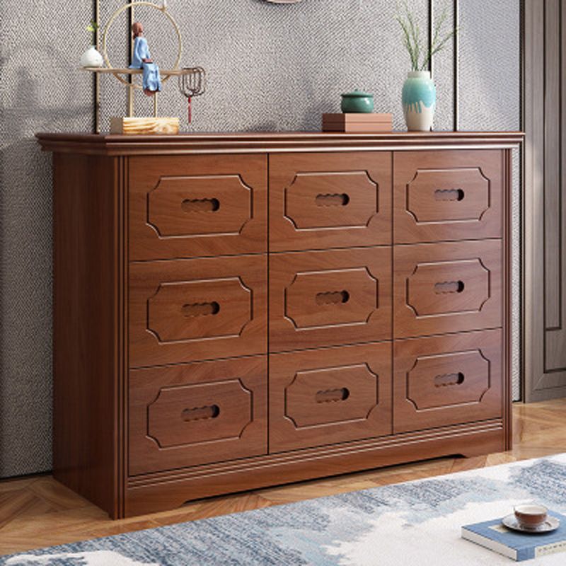Horizontal Rubber Wood Double Dresser Modern Bedroom Storage Chest with 6 / 9 Drawers Clearhalo 'Bedroom Furniture' 'Dressers & Chests' 'dressers_chests' 'furn' 'furn_dressers_chests' 'Furniture' 1200x1200_68128920-1ae5-41cd-86db-5fc64cefcc7e