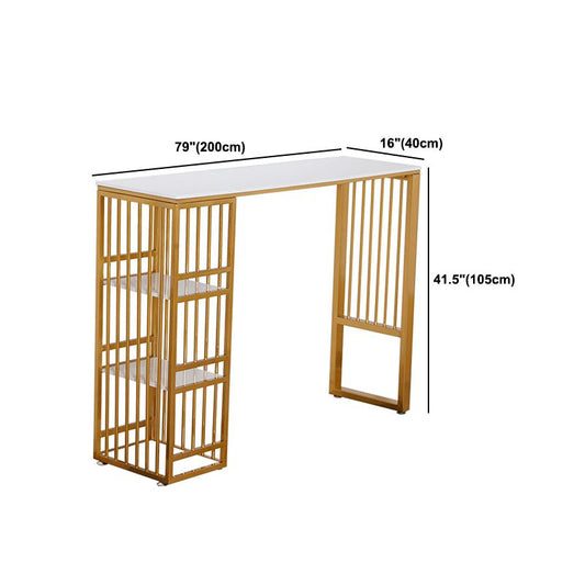 Bar Height Pub Table Glam Style Rectangle Bar Table with Stone Top Clearhalo 'Bar Furniture' 'Bar Tables' 'bar_tables' 'furn' 'furn_bar_tables' 'Furniture' 'Kitchen & Dining Furniture' 1200x1200_68129e8e-6087-446c-818f-fa2264e39d5a