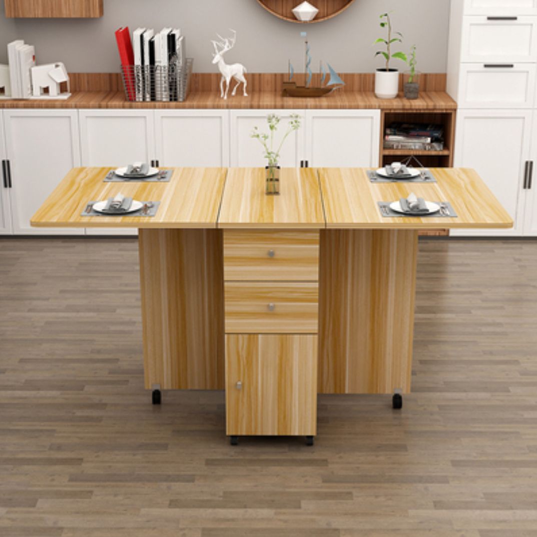 Solid Wood Mid-Century Rectangle Table Wooden Top Table with Drop Leaf Clearhalo ' dining_table' 'Dining Tables & Seating' 'Dining Tables' 'furn' 'furn_dining_table' 'Furniture' 'furniture_dining_table' 'Kitchen & Dining Furniture' 'kitchen&dining_furn' 'kitchen' 'kitchen_dining_table' 1200x1200_6815bcff-9173-4488-acd3-1ec974998f2e